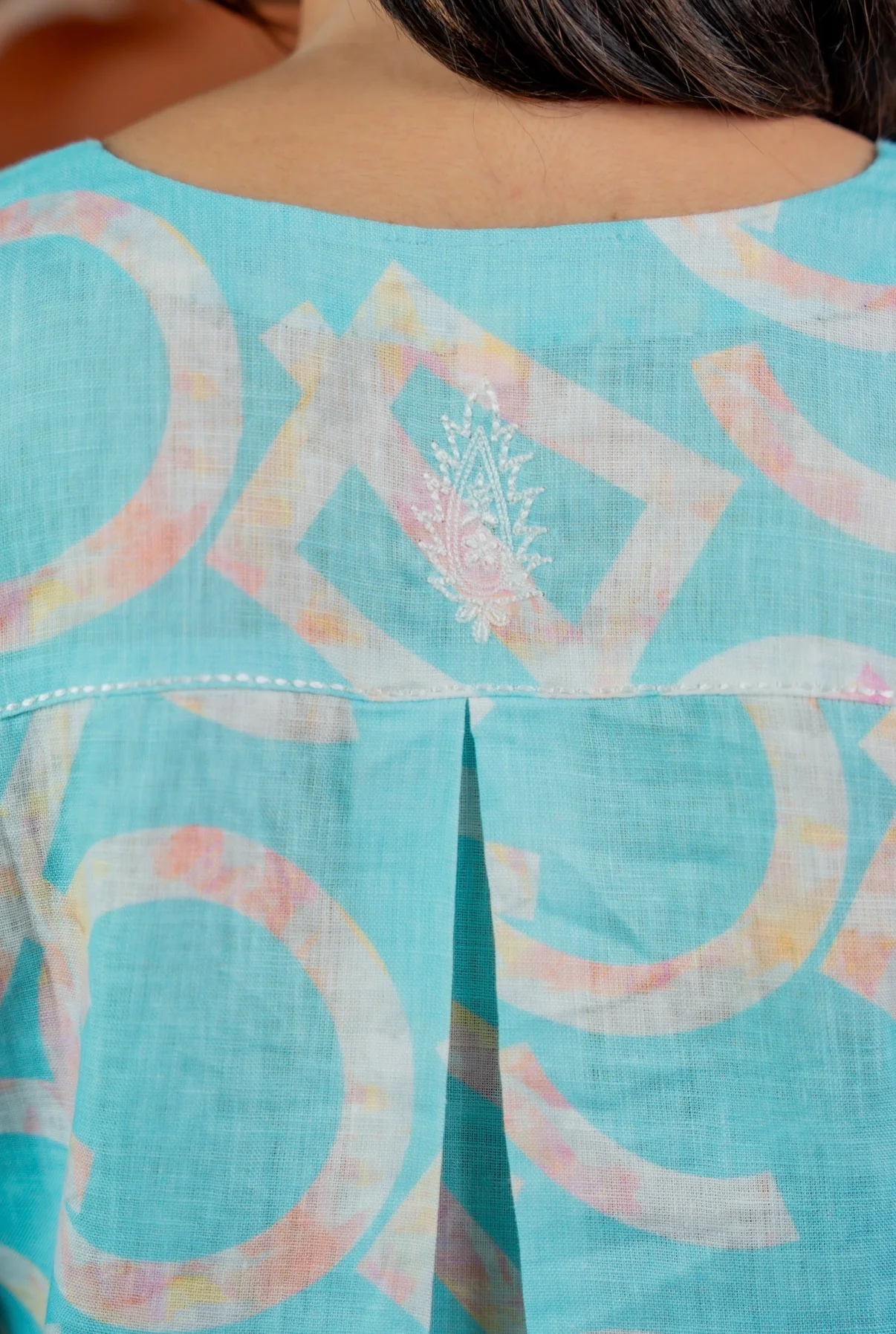 Aqua Blue Linen Pair - Image 6