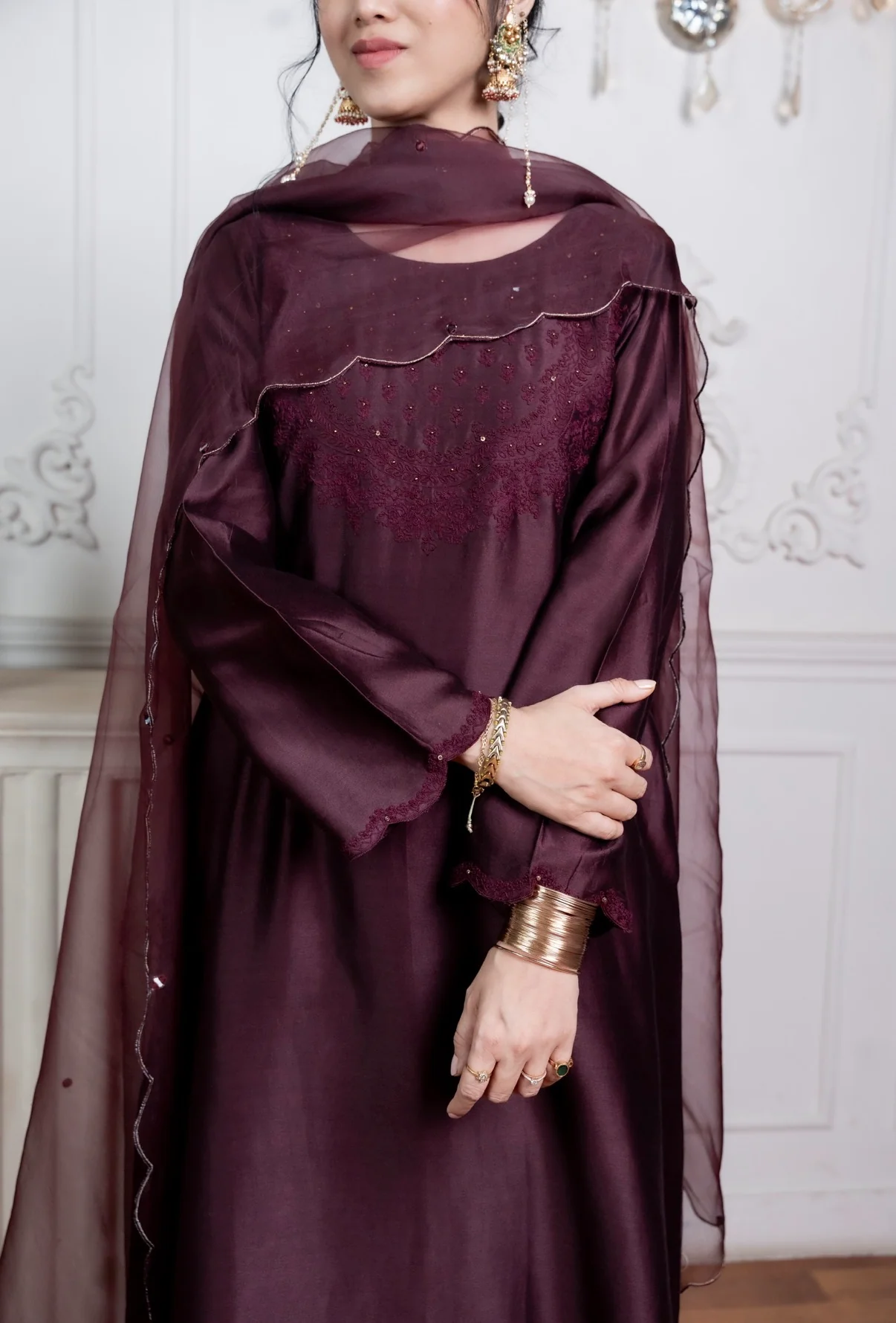 Caramel Brown Chanderi Silk Set - Image 3