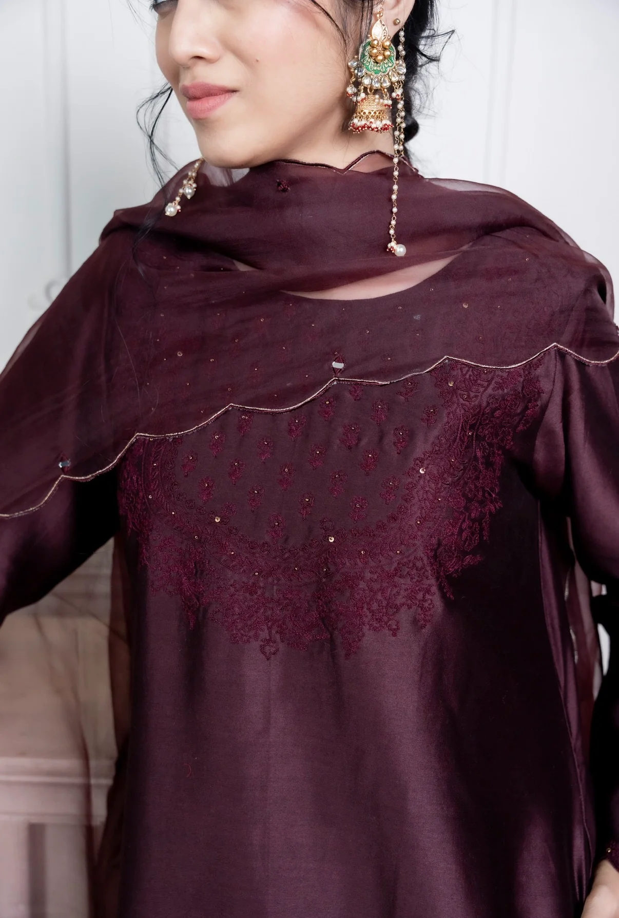 Caramel Brown Chanderi Silk Set - Image 5