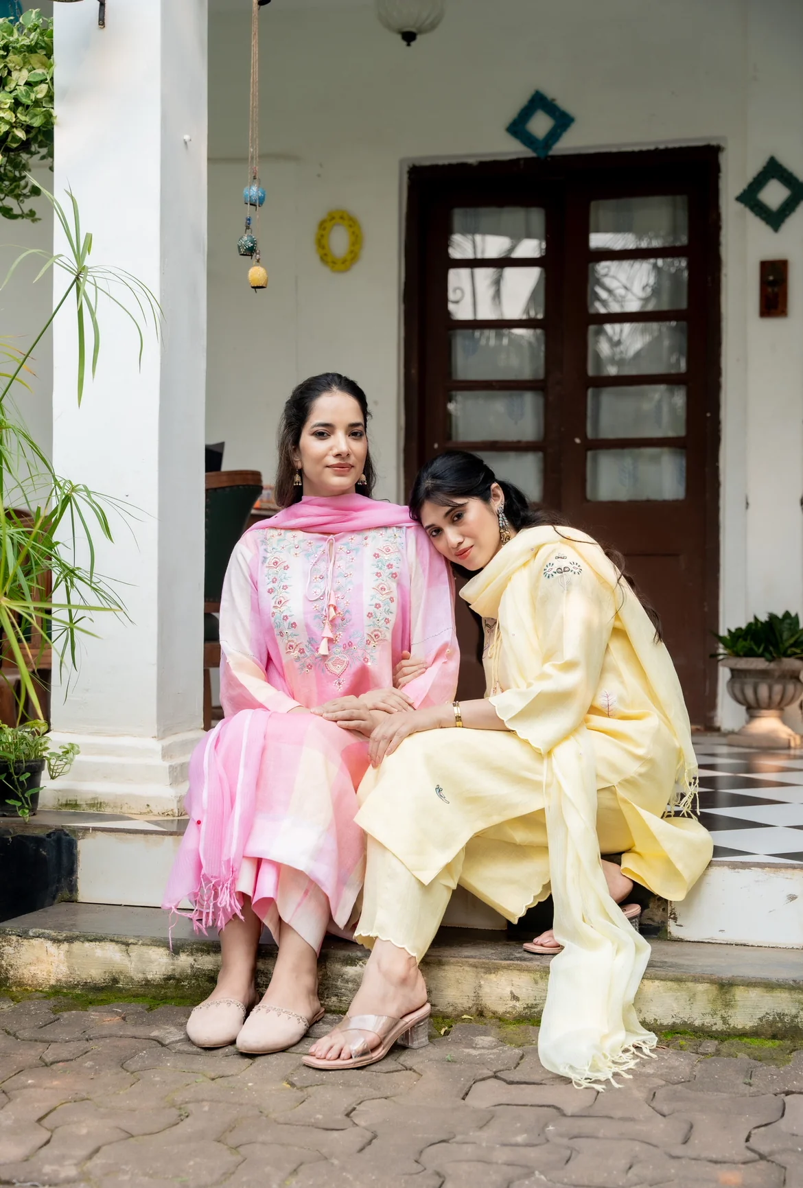 Cherry Blossom Linen Kurta Set - Image 4