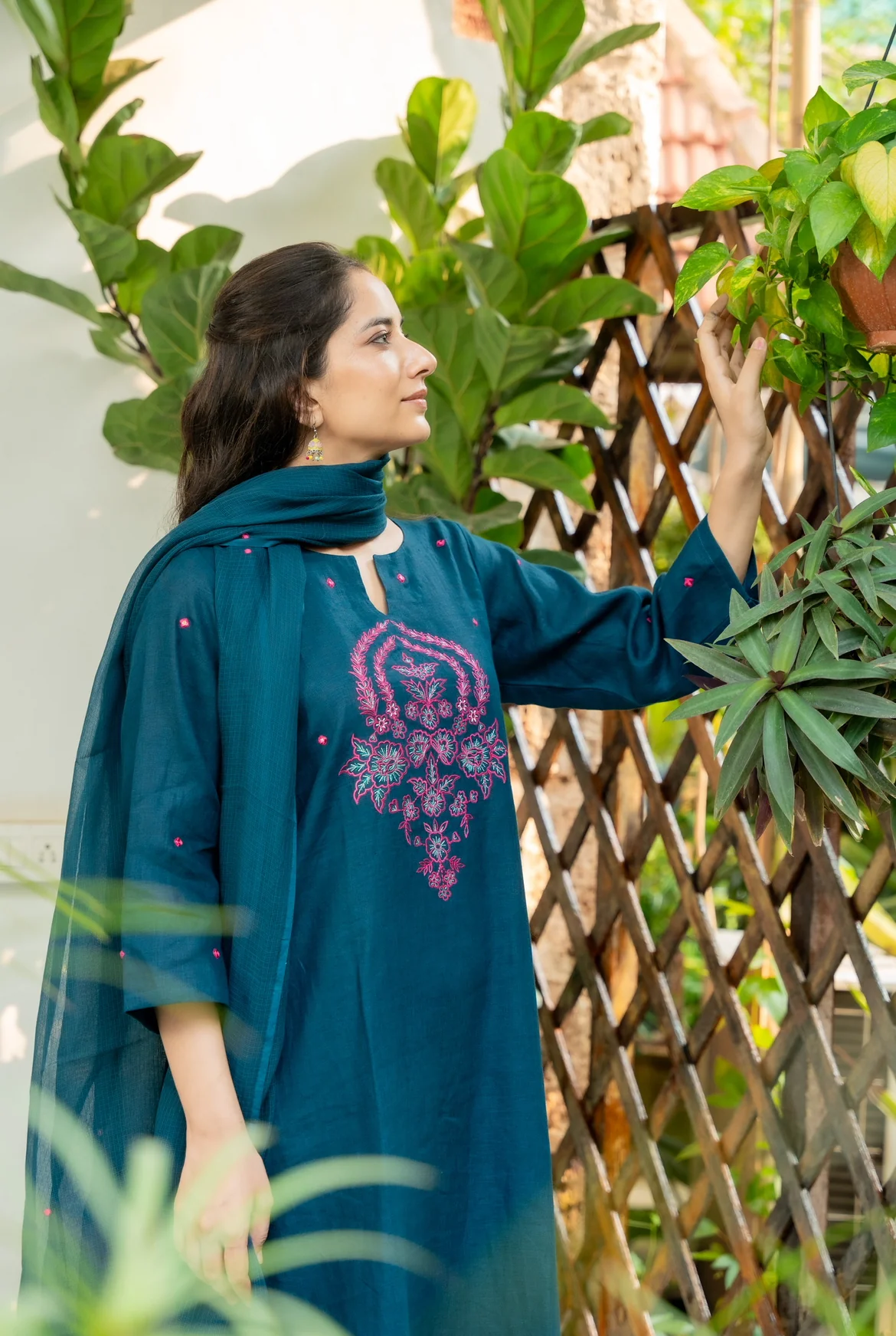 PEACOCK BLUE LINEN SET - Image 5