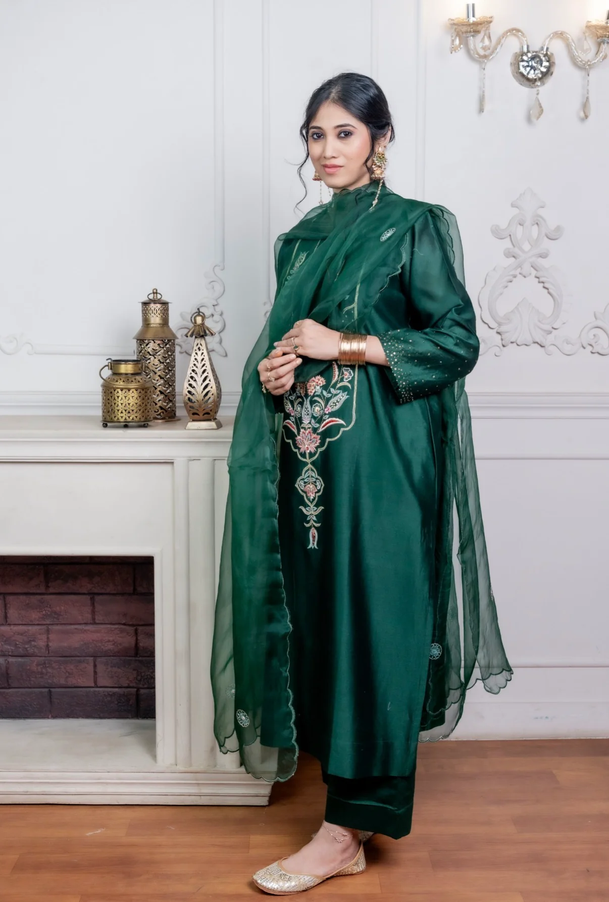 Peer Green Chanderi Silk Set - Image 4