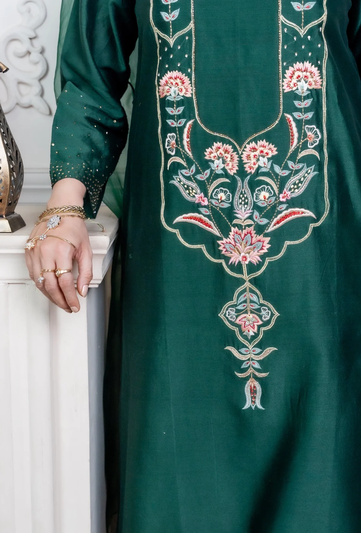 Peer Green Chanderi Silk Set - Image 5