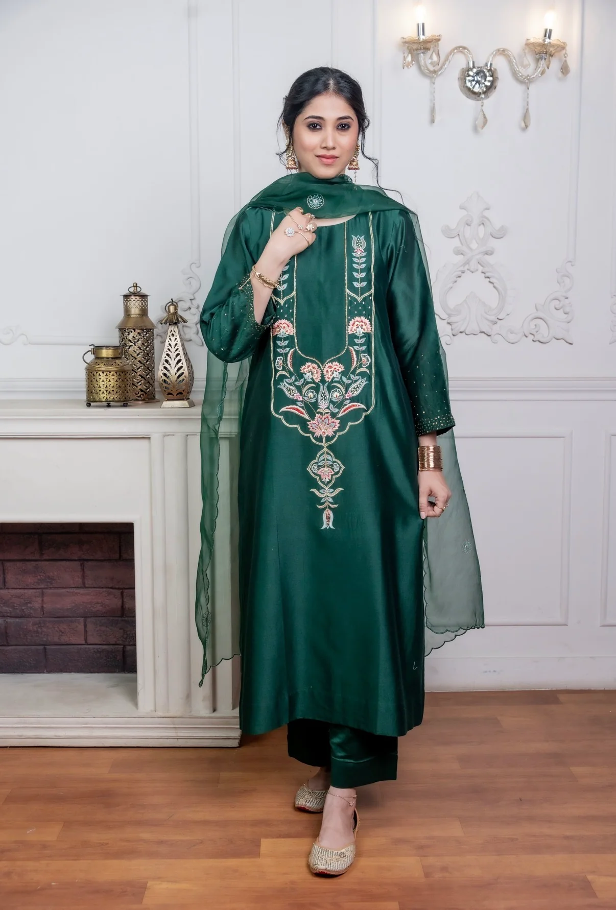 Peer Green Chanderi Silk Set - Image 6
