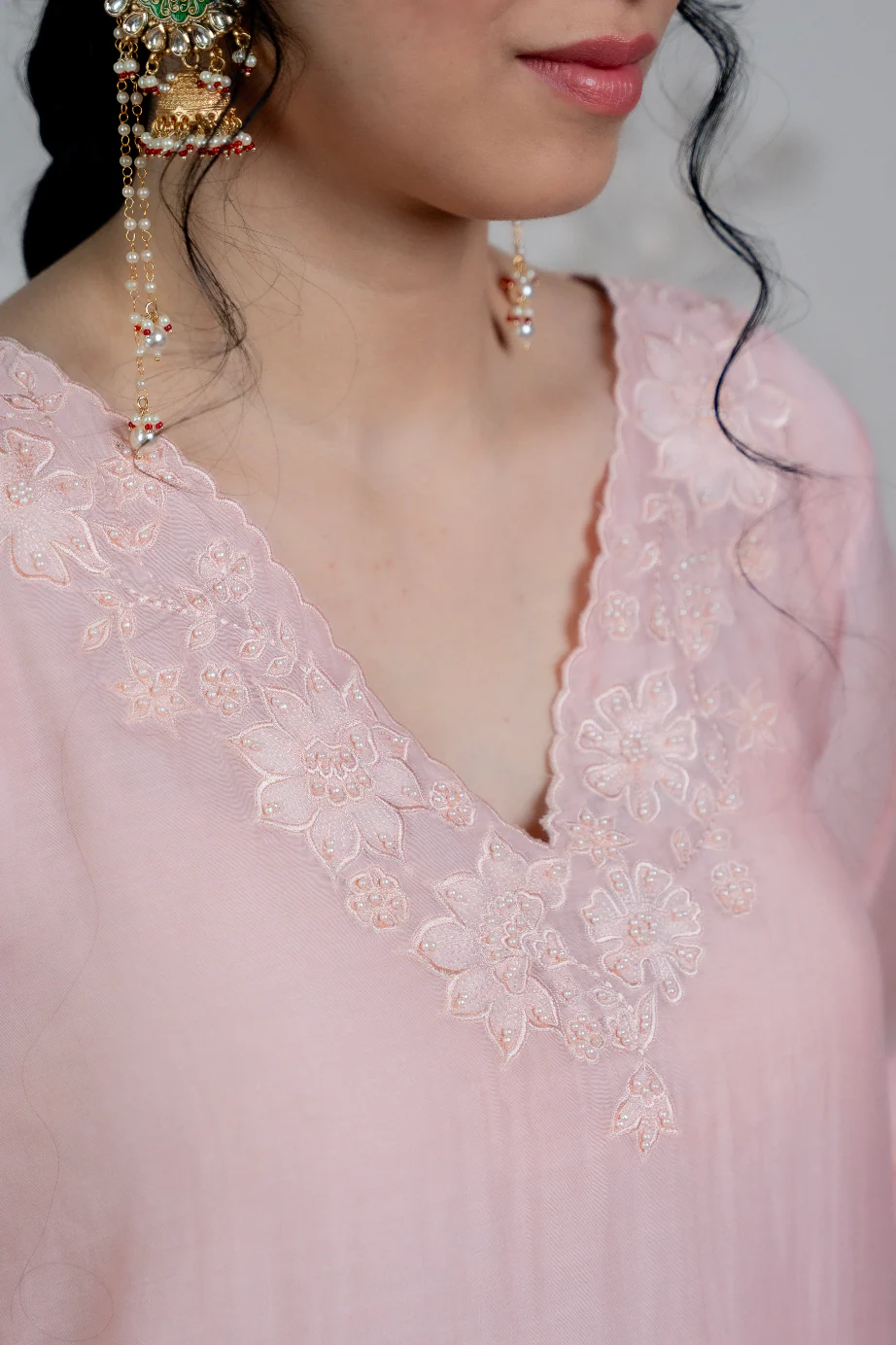Rose Pink Chanderi Suit Set - Image 4