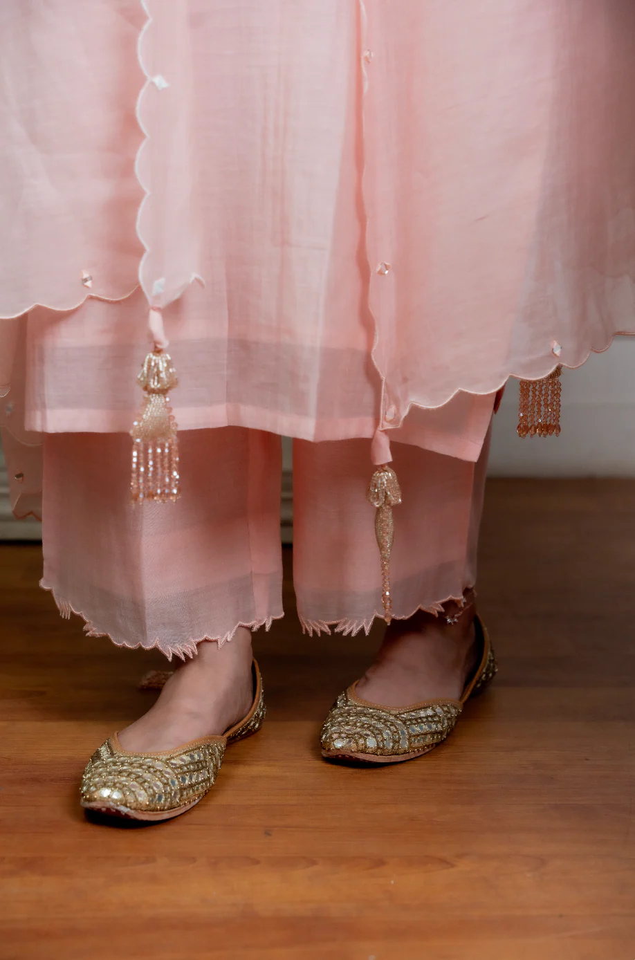 Rose Pink Chanderi Suit Set - Image 5