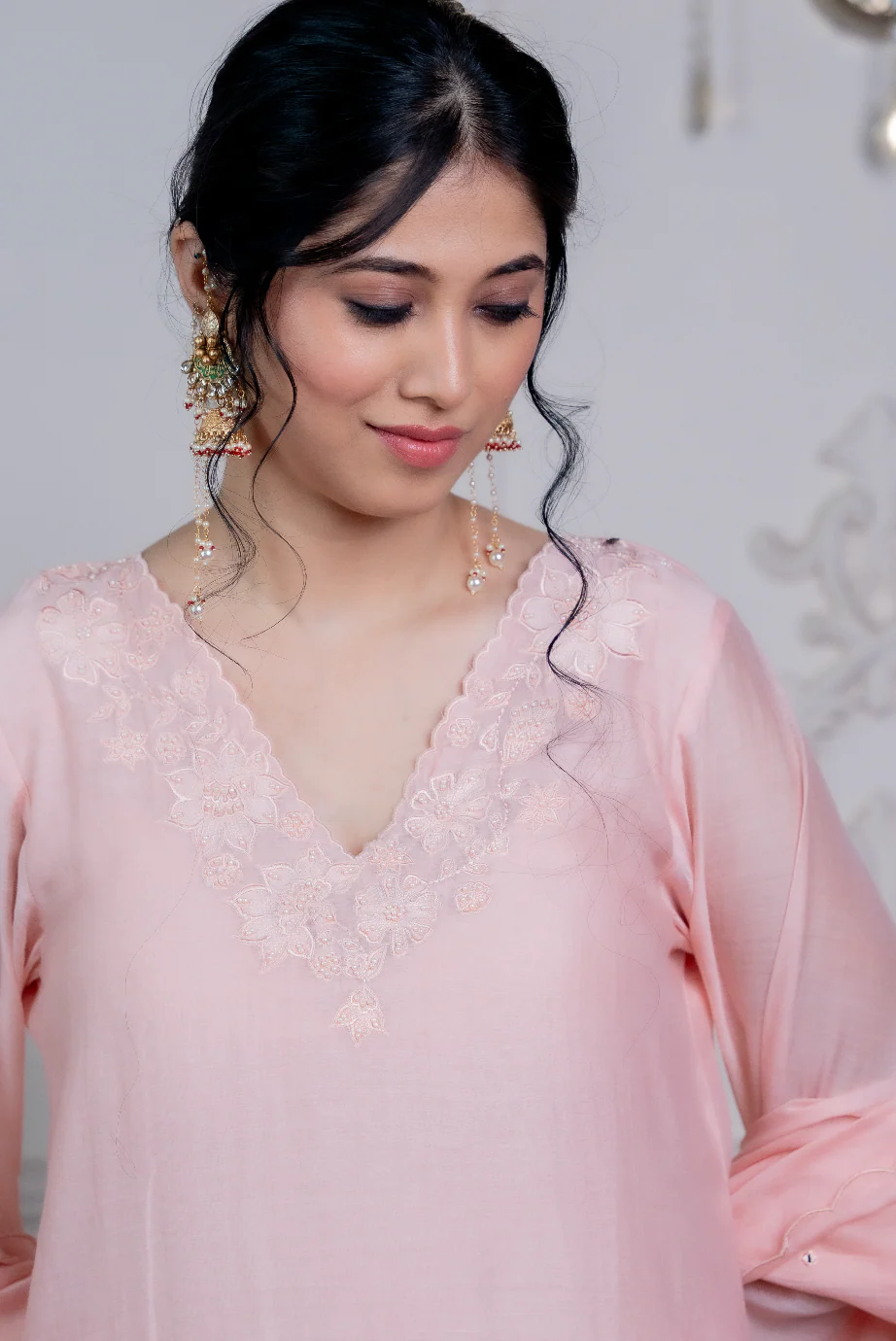 Rose Pink Chanderi Suit Set - Image 8