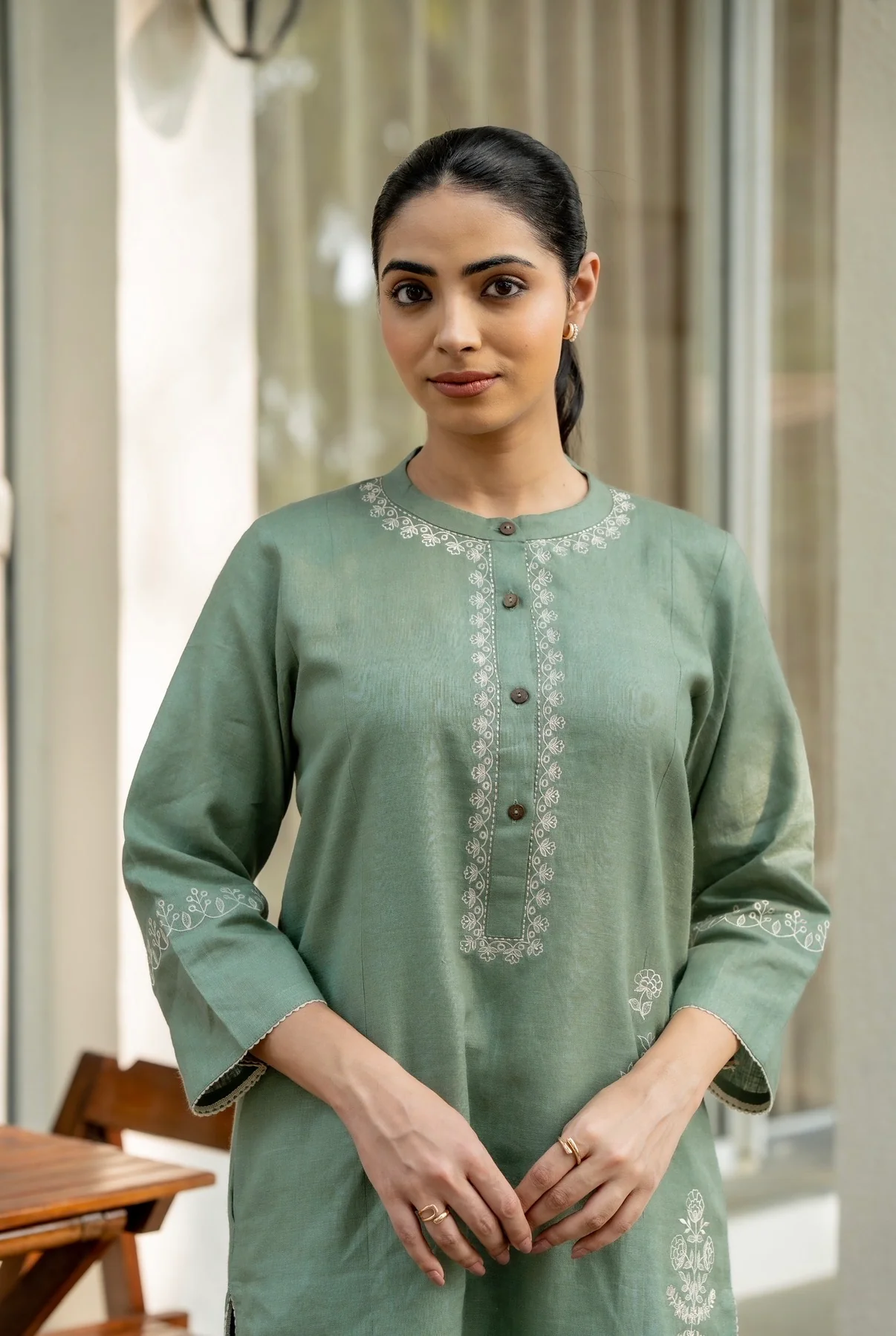Sage Green Linen Pair - Image 2