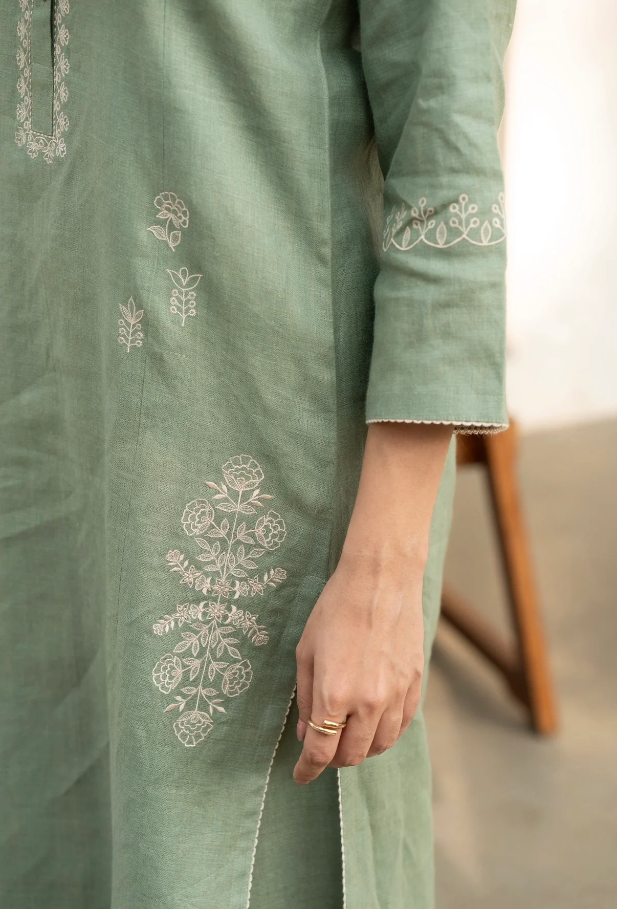 Sage Green Linen Pair - Image 3