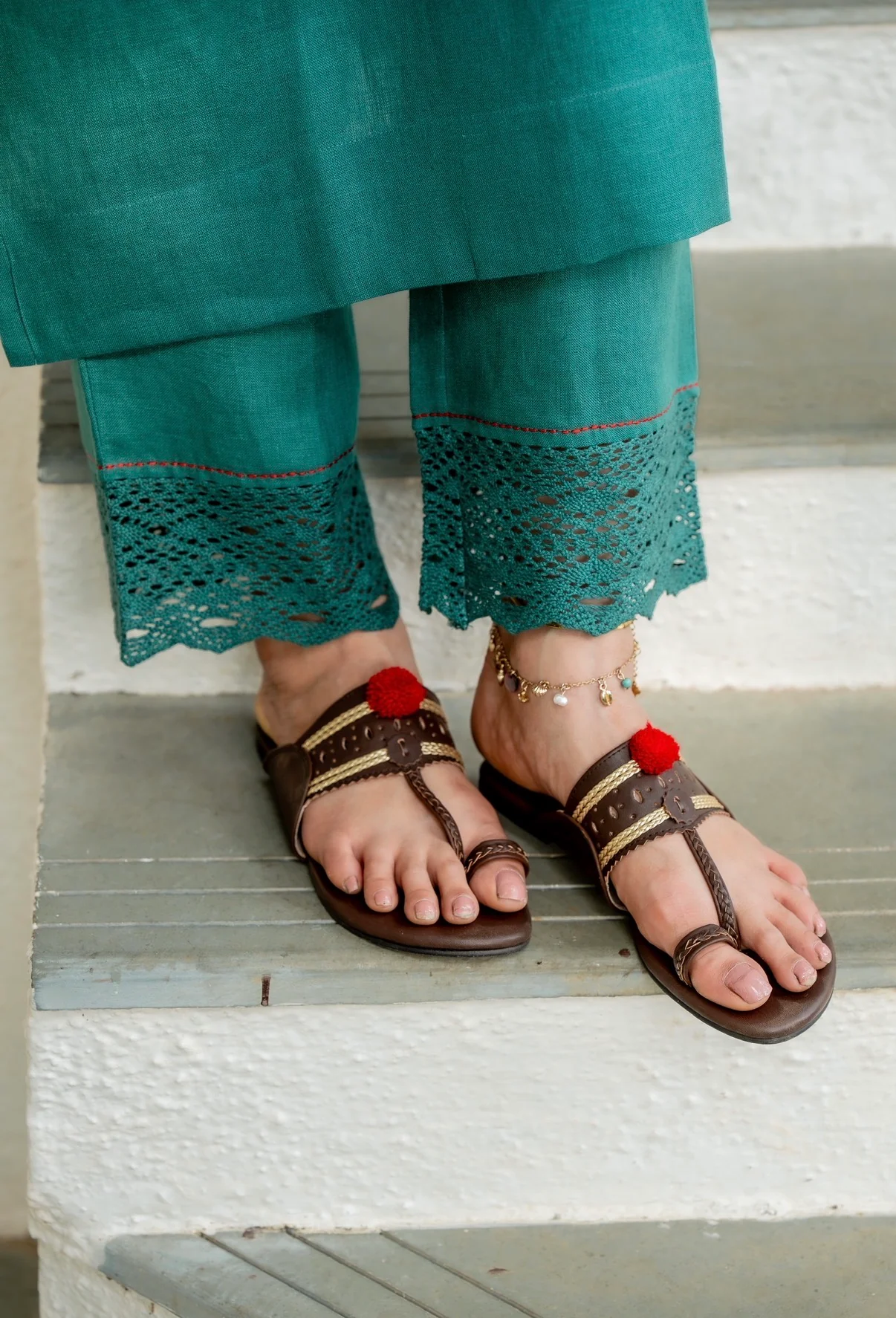 Teal Green Linen Pair - Image 3