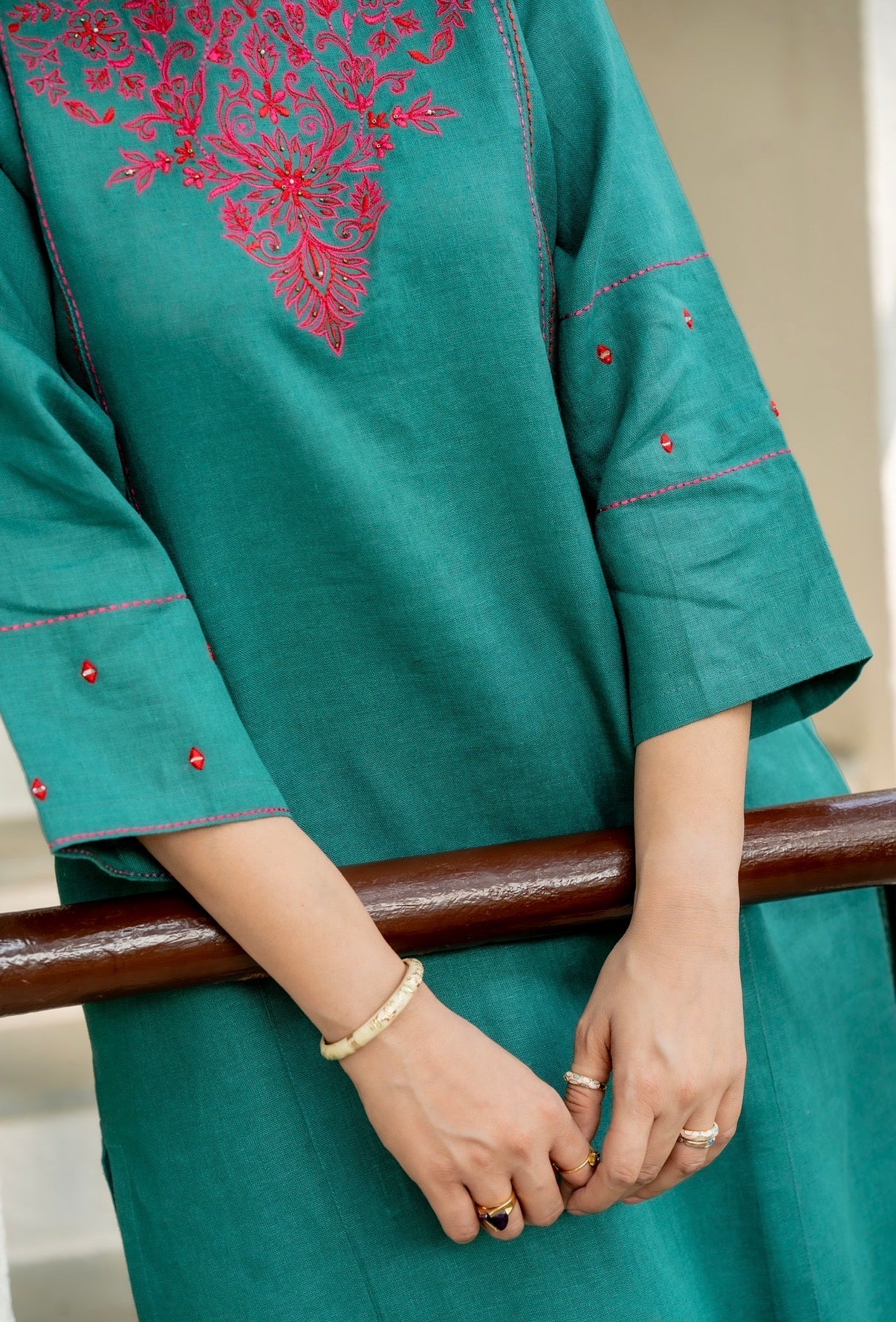 Teal Green Linen Pair - Image 4