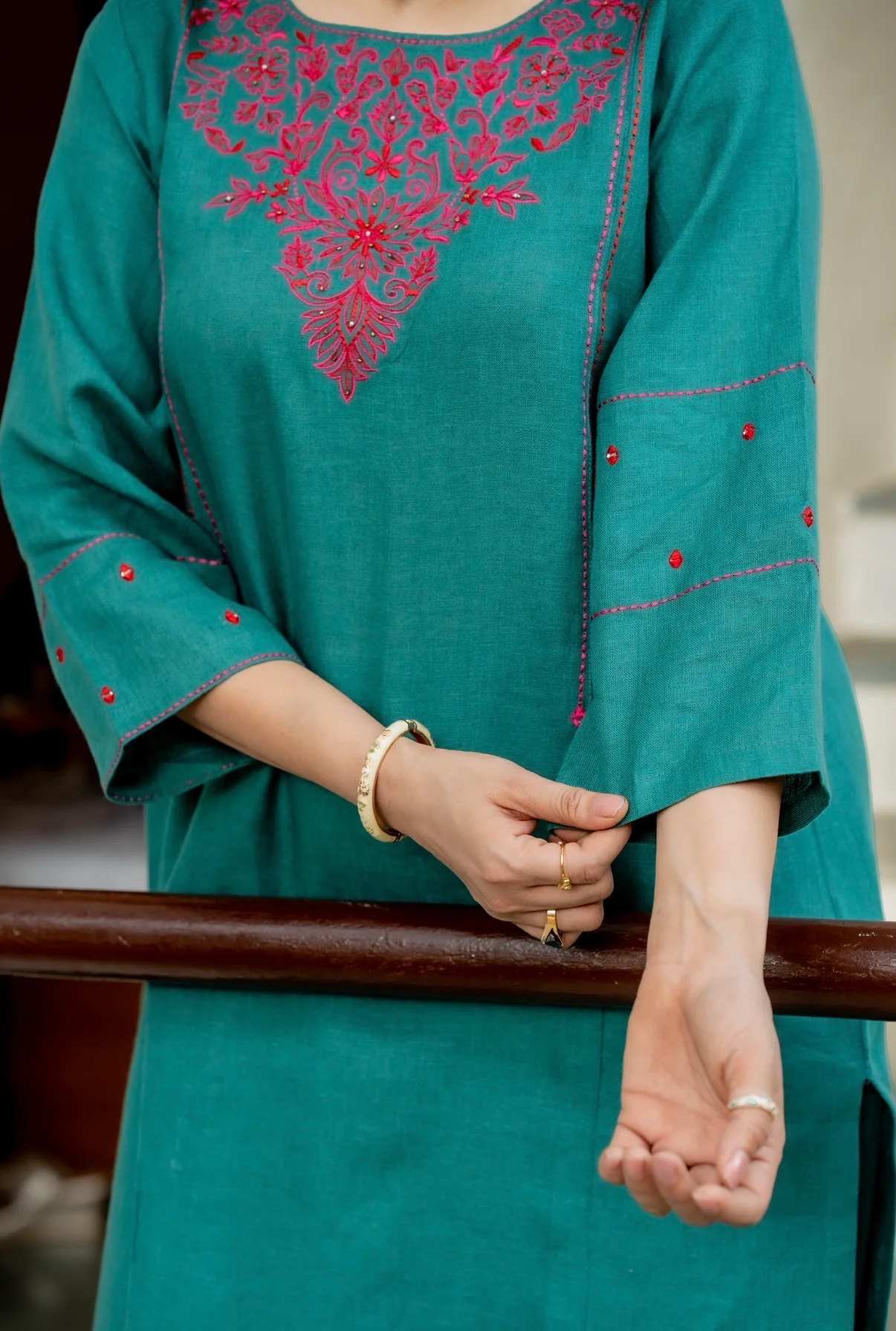Teal Green Linen Pair - Image 5