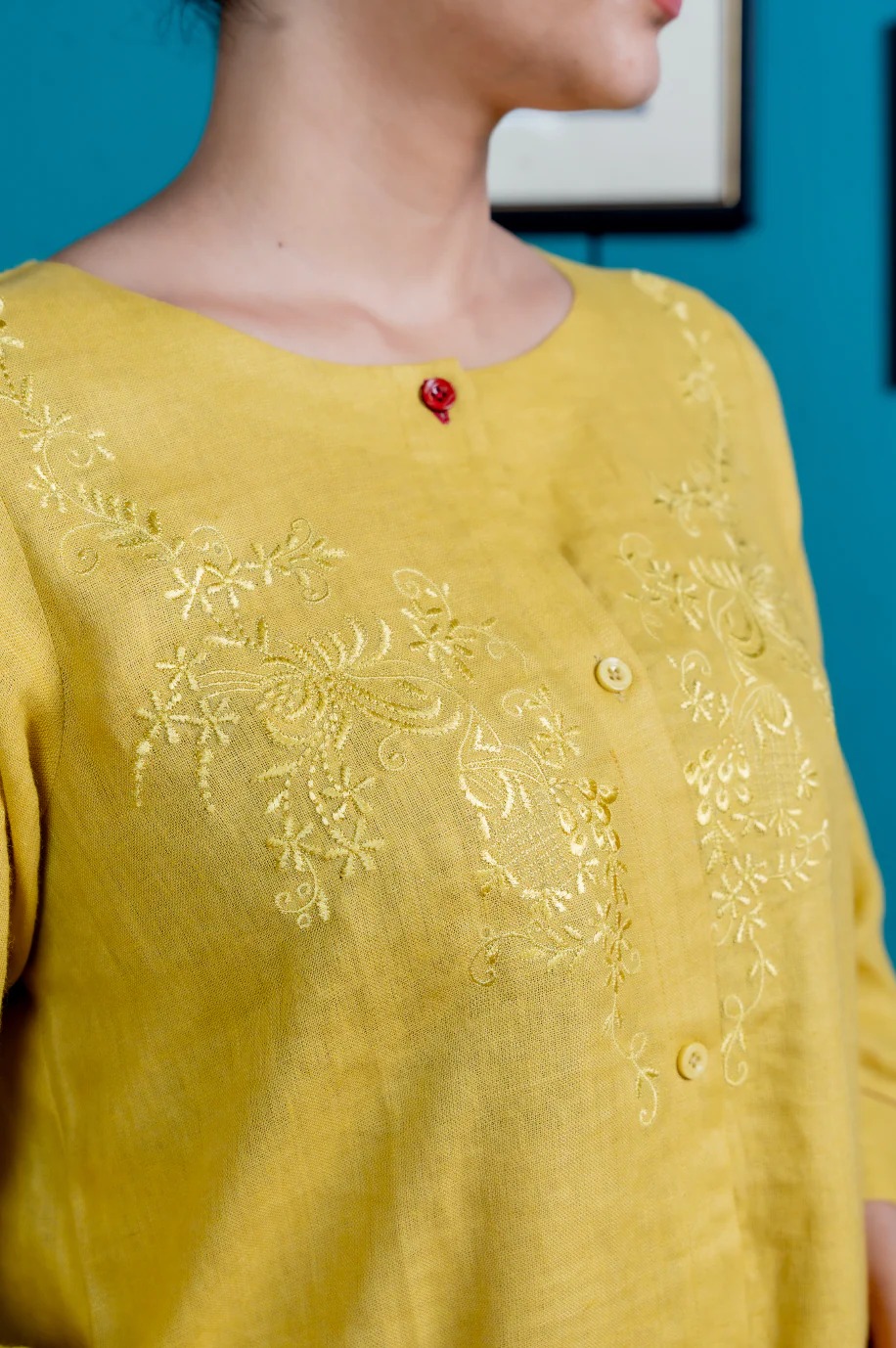 Saffron Yellow Linen Pair - Image 4