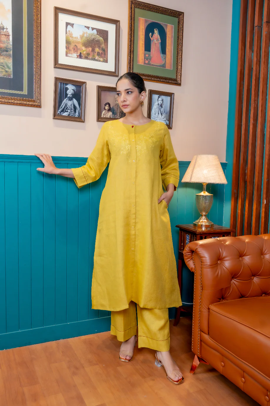 Saffron Yellow Linen Pair - Image 5
